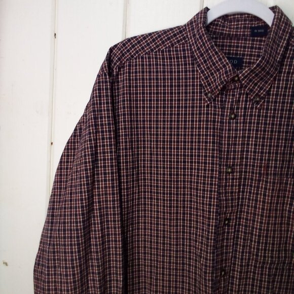 Izod Shirt Men L Button Down Long Sleeve Plaid Black Red - Picture 5 of 14